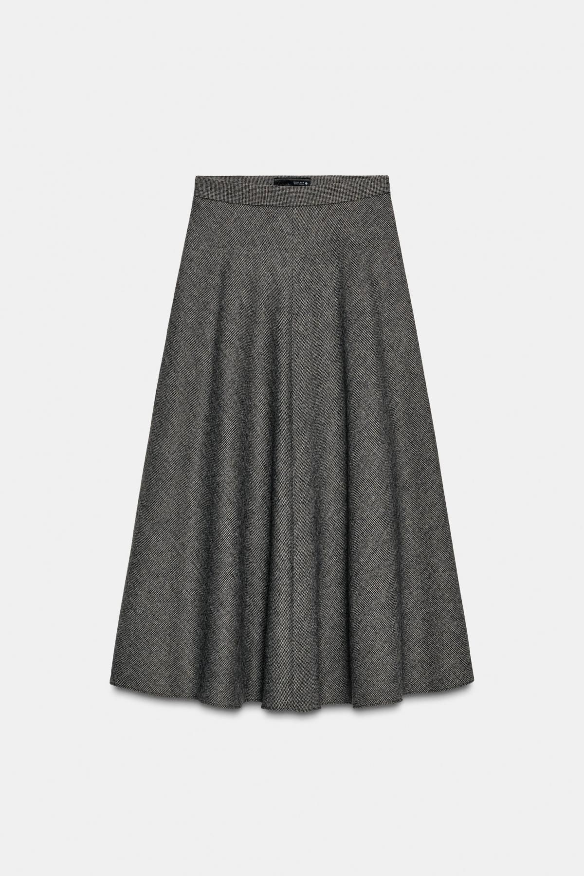 자라 울 체크 레이어드 미디 스커트 8787/929 GREY / BEIGE - 메인 이미지