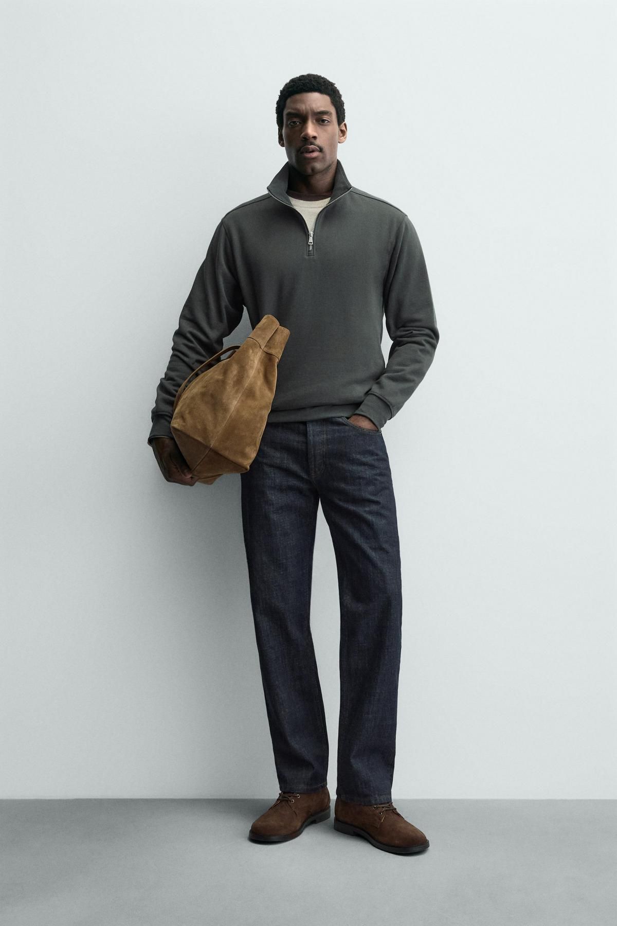 자라 베이직 테크니컬 쿼터집업 맨투맨 0761/311 ANTHRACITE GREY - 상세 이미지 2