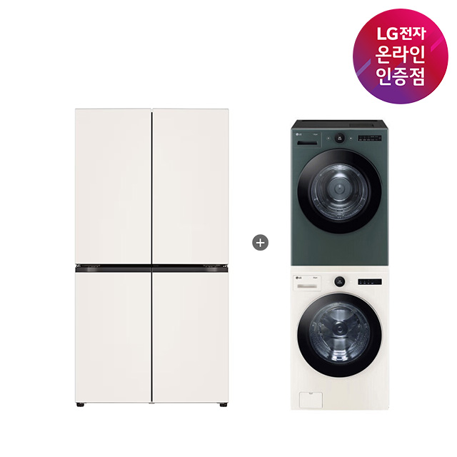 LG 디오스 오브제컬렉션 매직스페이스 냉장고 + LG 트롬 세탁기건조기 세트 (T875MEE111 + FX24ENE-GNG)