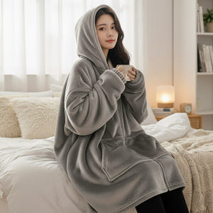 입는 담요 지퍼형 집순이 후드담요 입는이불 빅 후드 두꺼운 양털 캠핑 극... 솔직 후기 | 실제 배치 사진 포함 - 상품 이미지 2