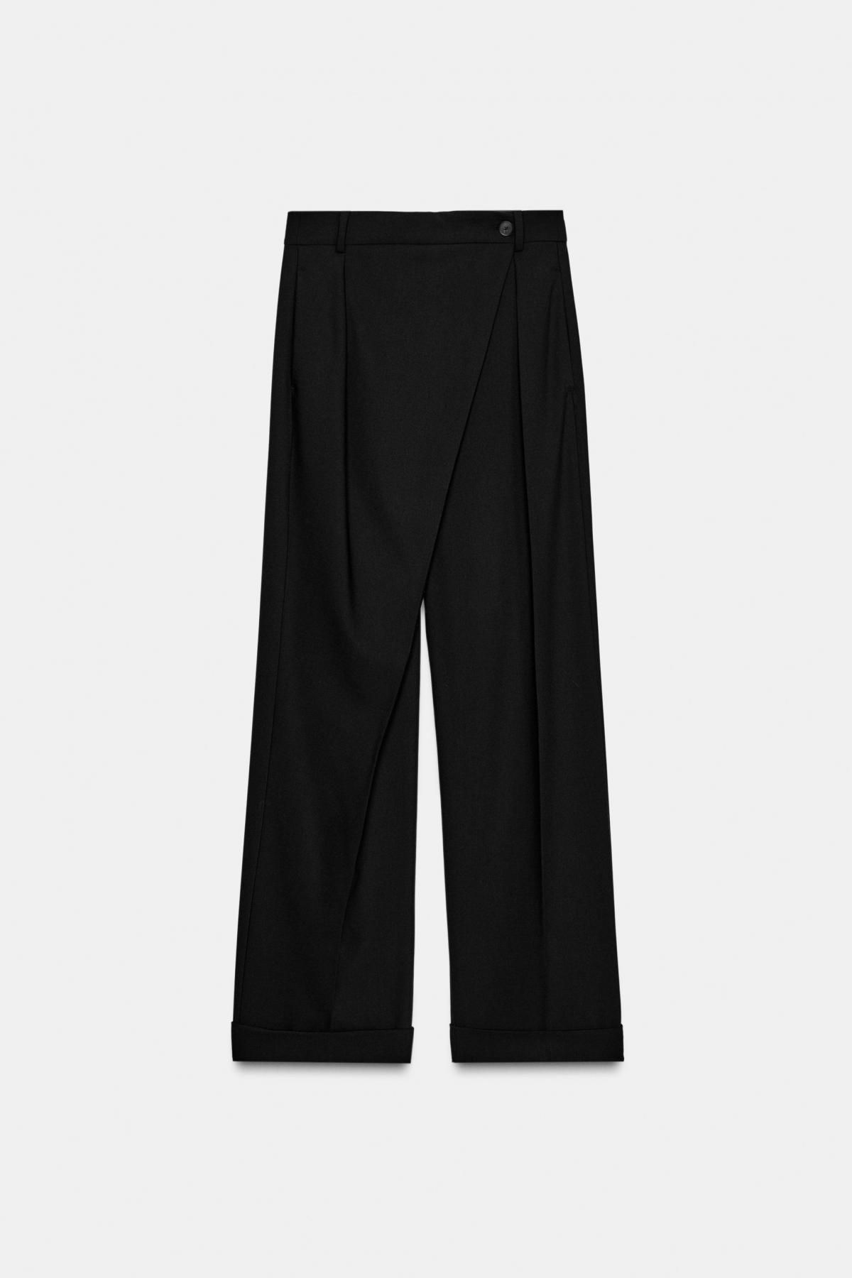 자라 테크니컬 비대칭 와이드 슬랙스 팬츠 9654/998 BLACK - 상세 이미지 4