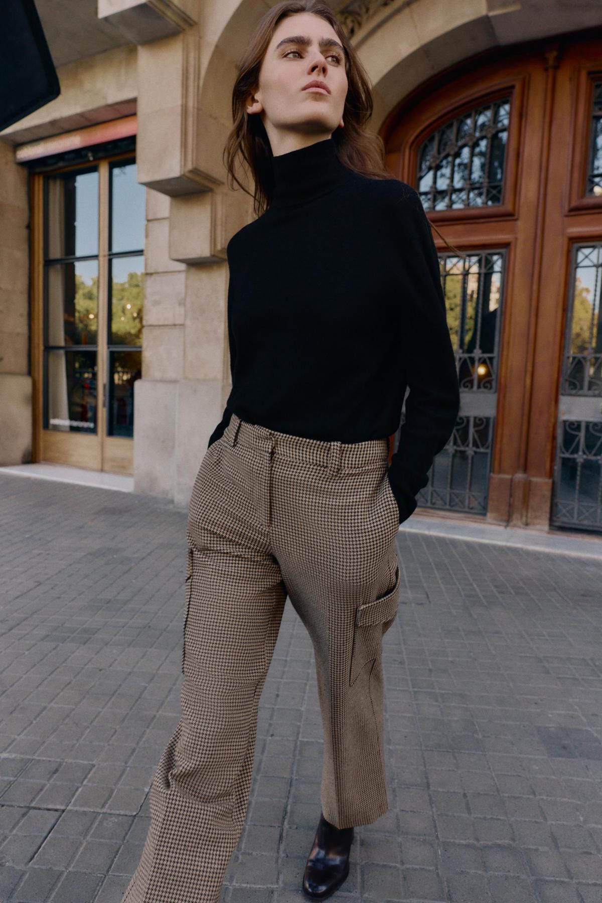 자라 하운즈투스 하이웨이스트 카고 와이드 팬츠 9303/157 BLACK / BROWN - 상세 이미지 3