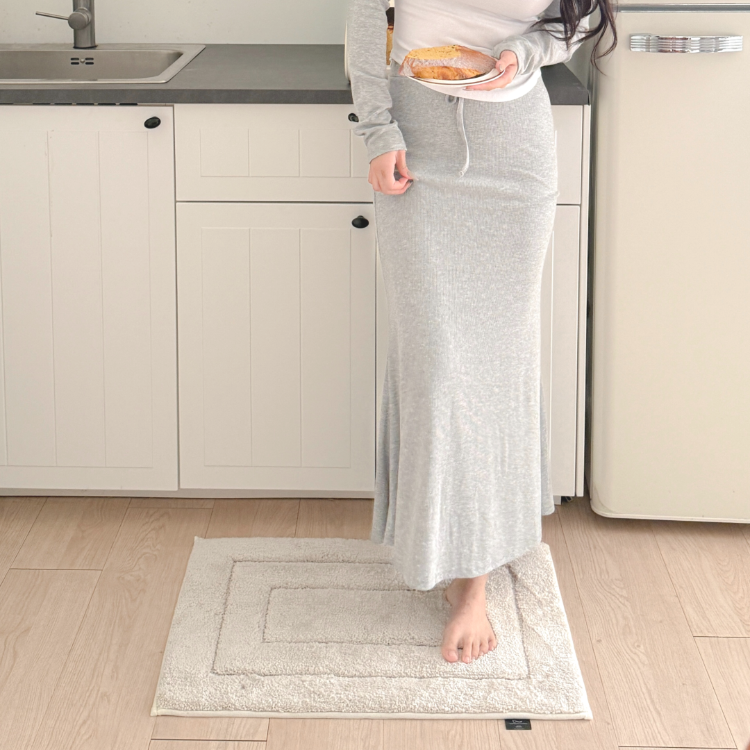 디아르 프리미엄 극세사 주방 매트 욕실 화장실 현관 침실 발매트 아이보리, 50x70cm