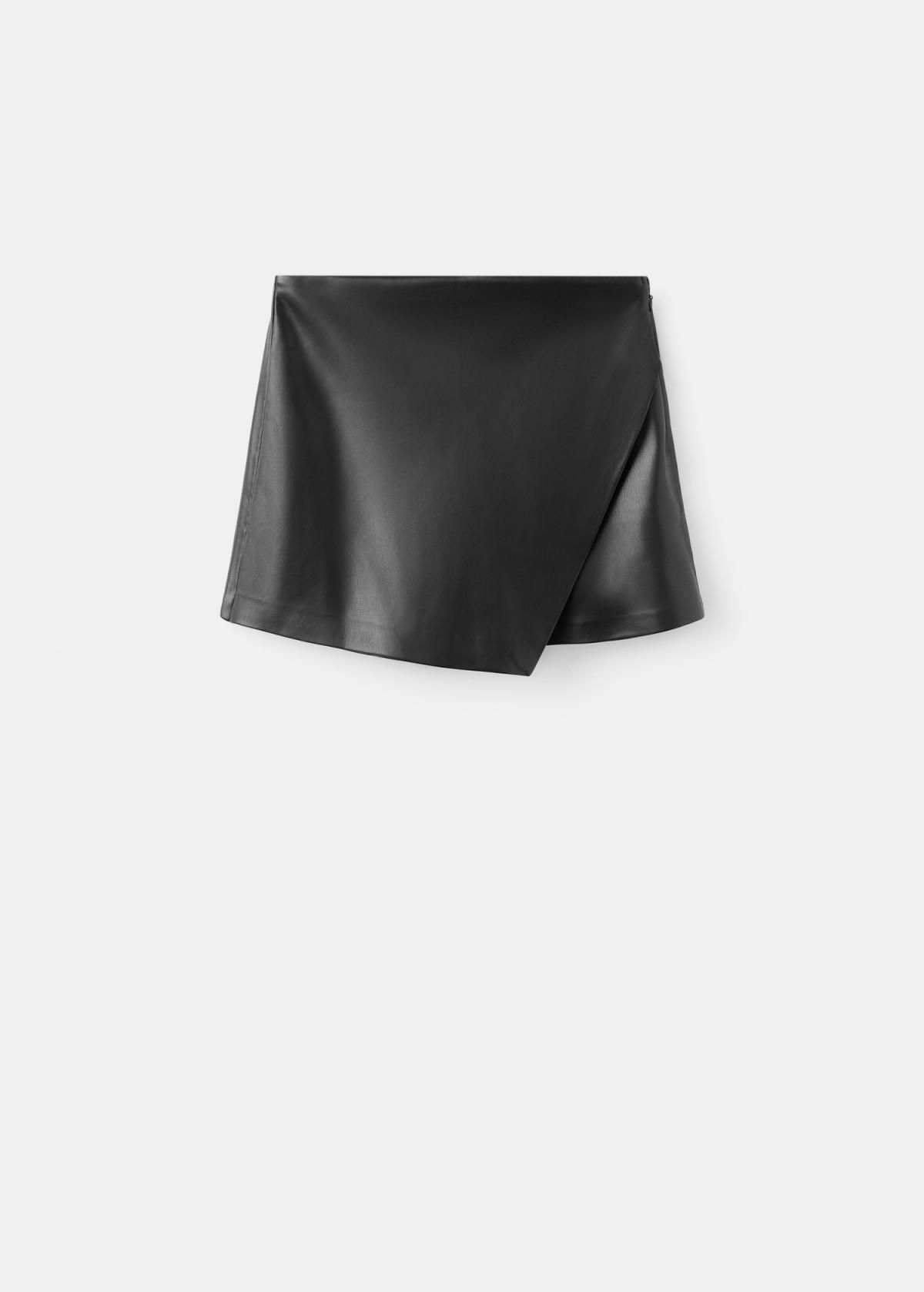 망고 페이크레더 크로스 미니 스커트 팬츠 27081301 NEGRO - 상품 이미지