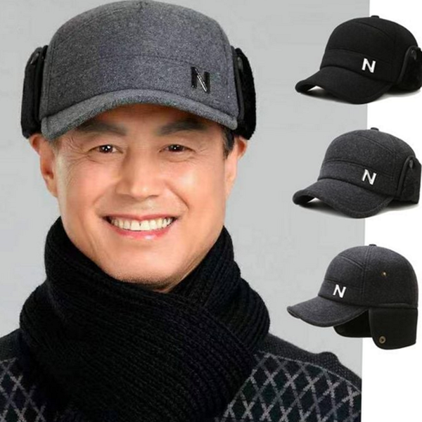 방한 남성 귀달이 볼캡 귀도리 모직 귀달이 볼캡 겨울 모자 - 메인 이미지