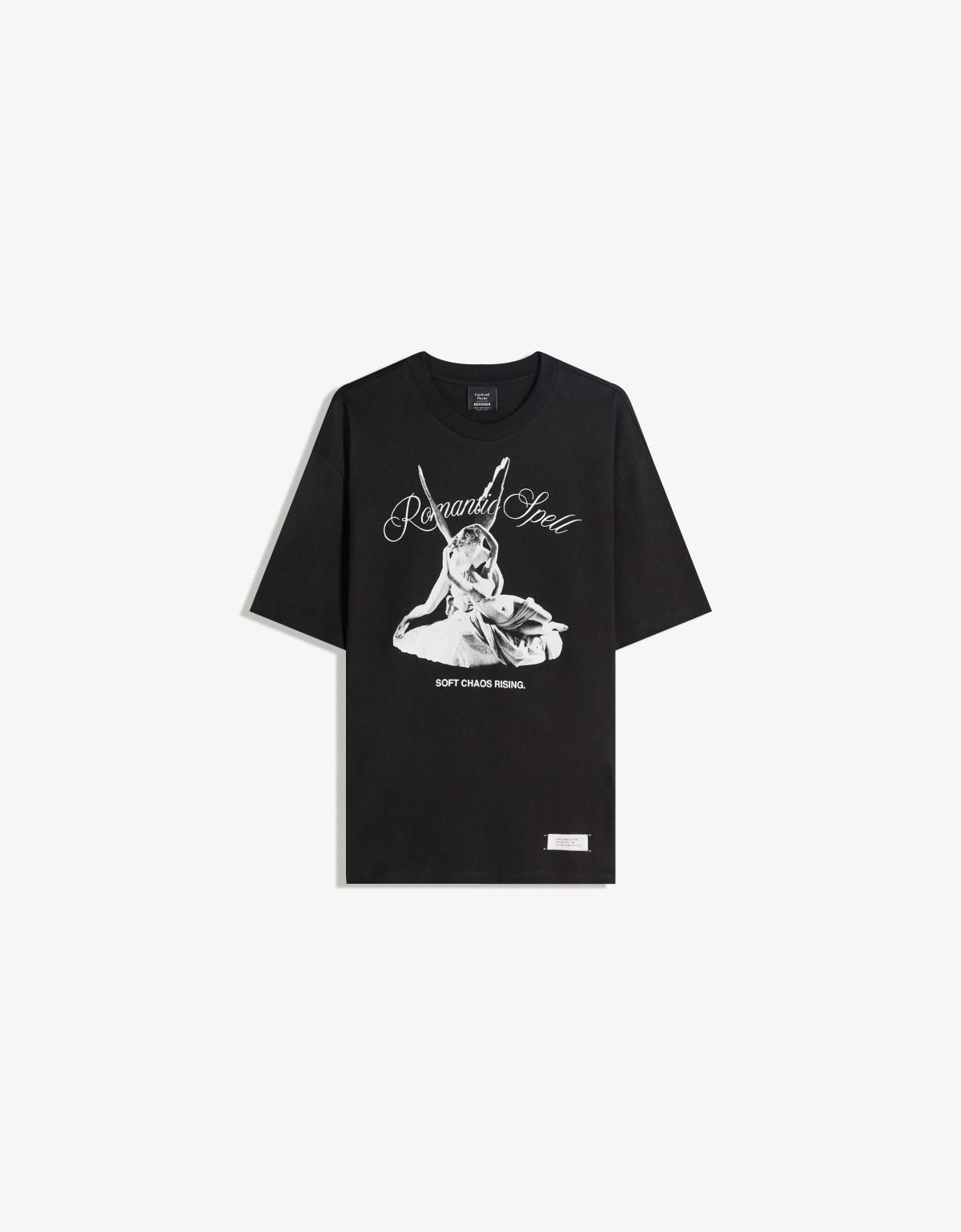 버쉬카 오버핏 프린트 반팔 티셔츠 블랙 8128/071 BLACK - 상품 이미지