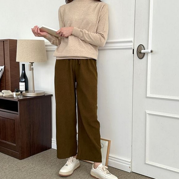 와이드 여성 코듀로이 바지 통바지 여성 골덴 바지 밴딩 겨울 - 상품 이미지