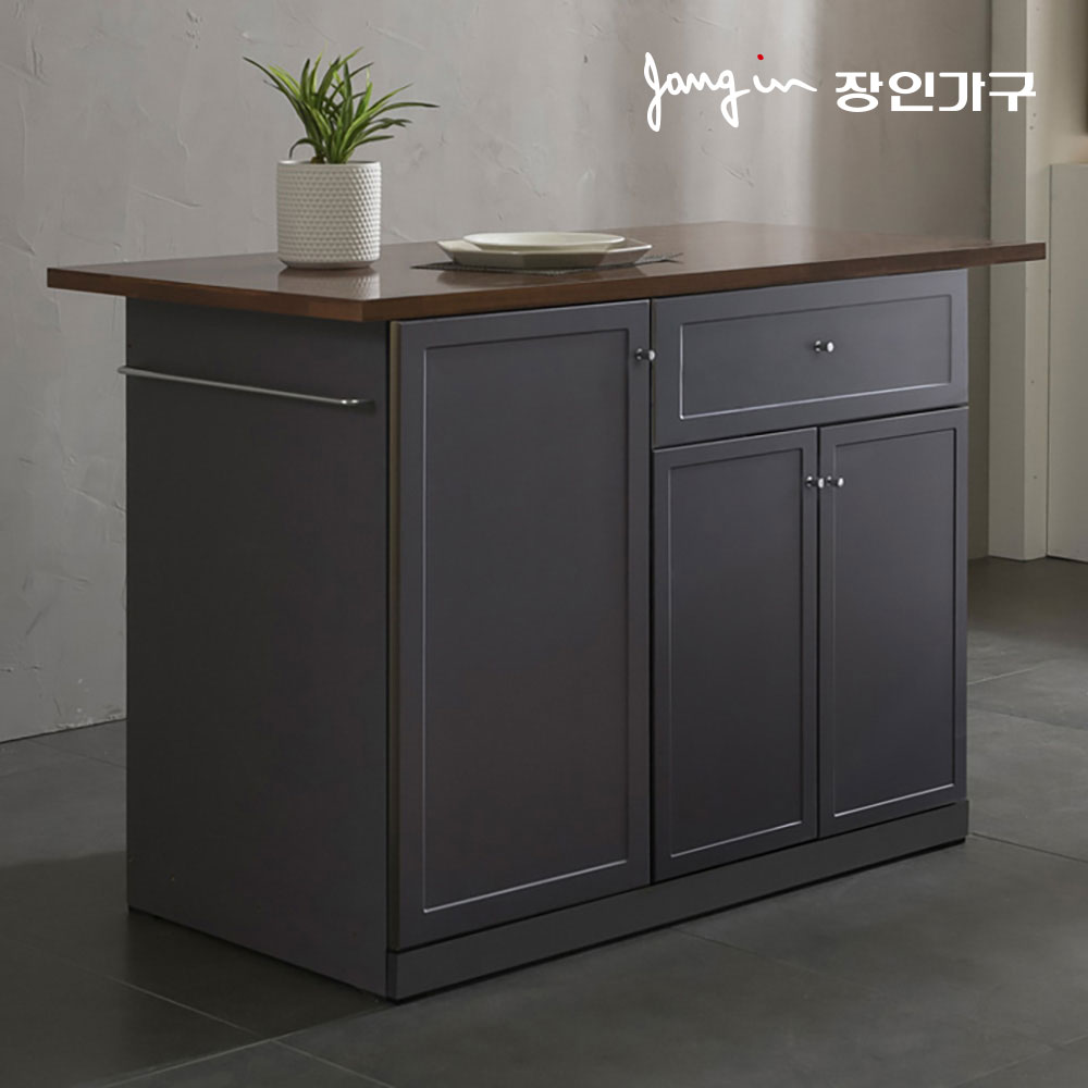 장인가구 셰리 그레이 1200 아일랜드식탁 홈바(수납형) - 상세 이미지 3