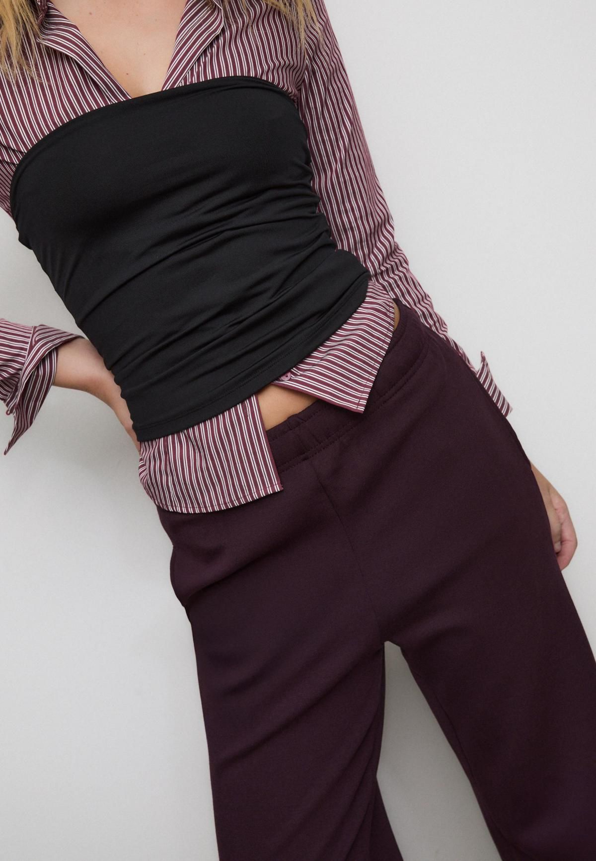 스트라디바리우스 와이드핏 조거 팬츠 미드웨이스트 4600/889 PURPLE - 상세 이미지 5