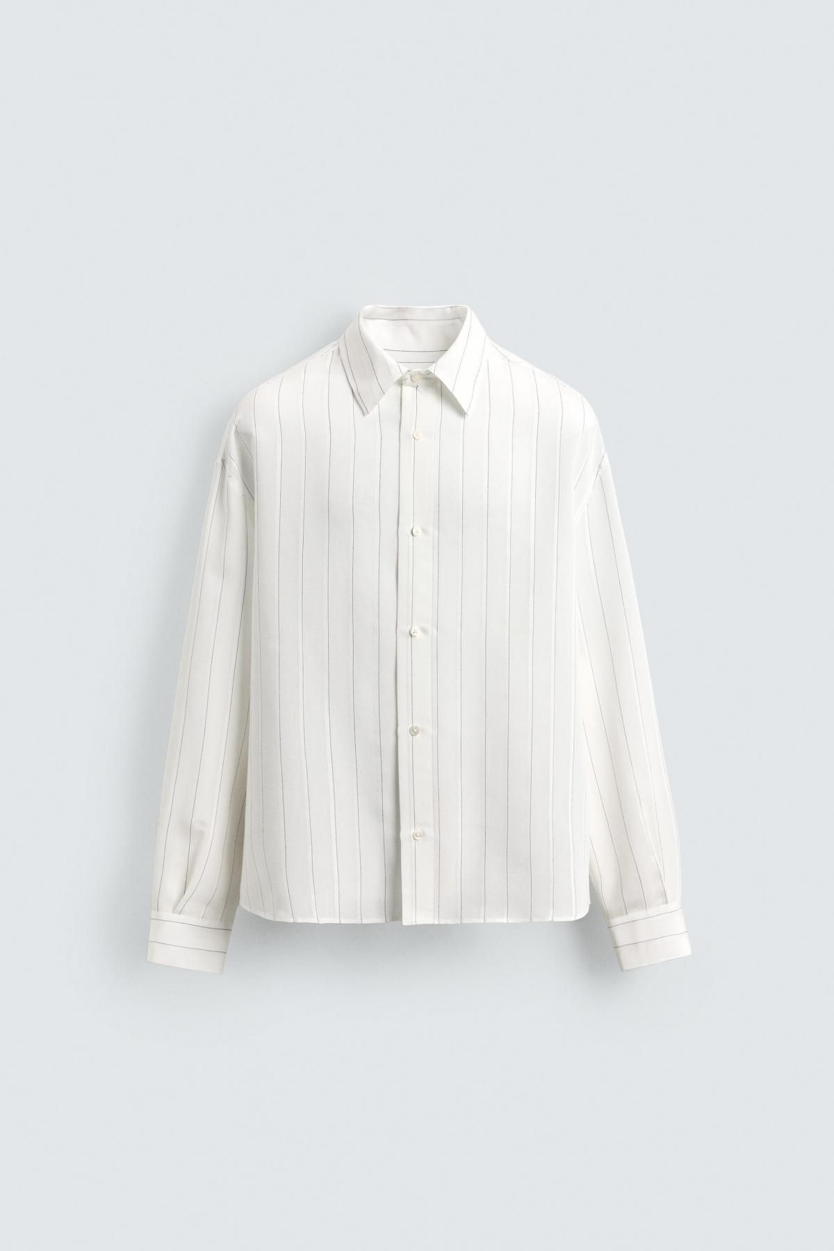 자라 테크니컬 스트라이프 플로우 롱슬리브 셔츠 9496/027 WHITE - 메인 이미지