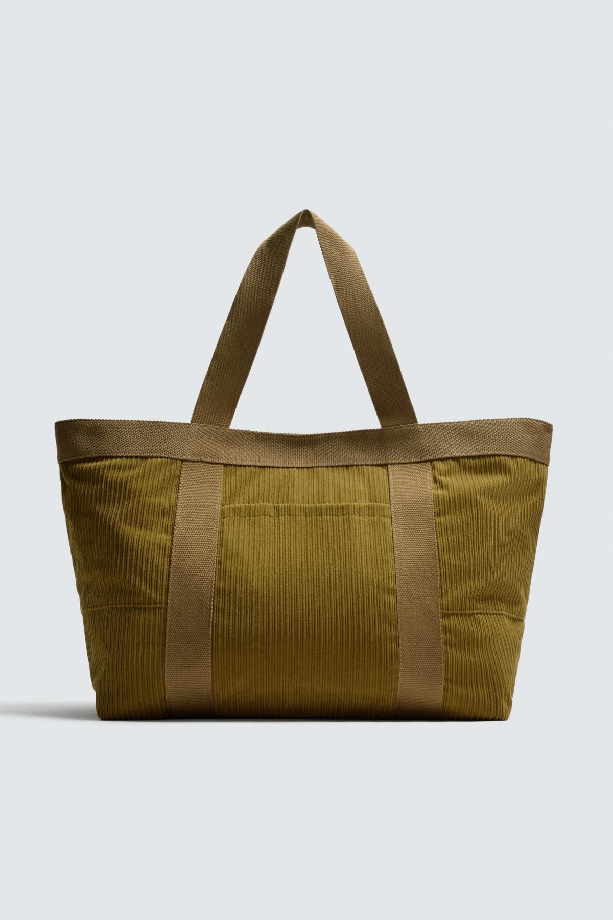 자라 테크니컬 코듀로이 이펙트 베이직 토트백 3315/720 KHAKI GREEN - 상품 이미지