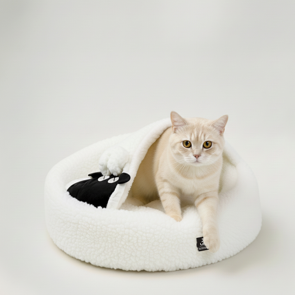 레토 고양이 하우스 숨숨집 강아지하우스 방석 도넛 양 쿠션 이미지 2