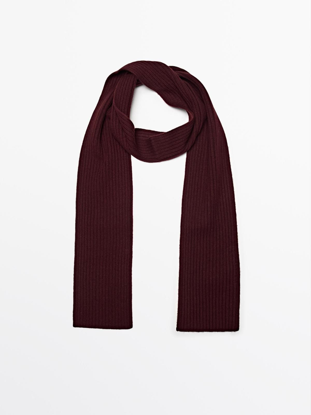 마시모두띠 버건디 울블렌드 리브드 니트 스카프 6342/653 BURGUNDY - 상품 이미지