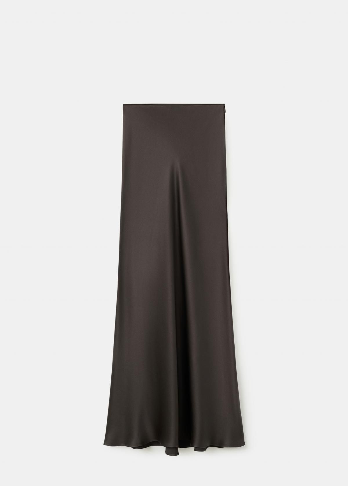 망고 새틴 테크니컬 롱스커트 맥시 27091222 MARRON - 메인 이미지