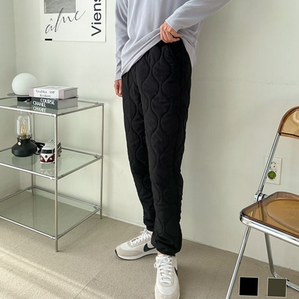 데일리 남자 퀼팅 조거 기모 남자 겨울 바지 패딩 밴딩 - 상품 이미지