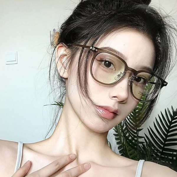 오버핏 블루라이트 차단 안경 투명테 투명 뿔테 안경 가벼운 패션 - 상품 이미지