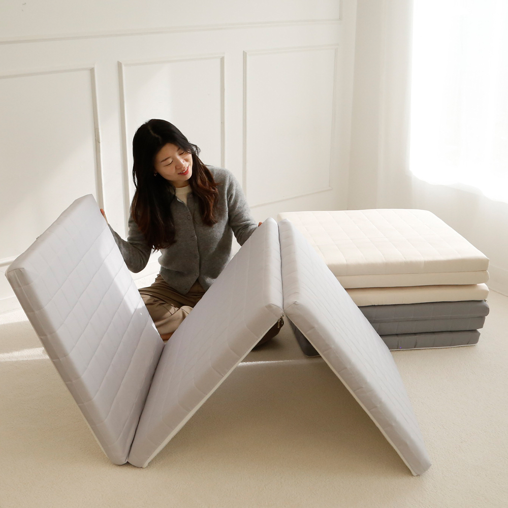 한스갤러리 3단 매트리스 접이식 토퍼 침대 바닥 수면매트 누빔형 MS 제품 이미지