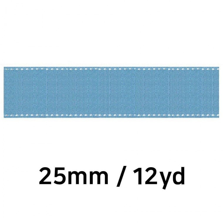 (리본) 유니아트 골직 스티치 롤 (폭 25mm) (진하늘) - 메인 이미지