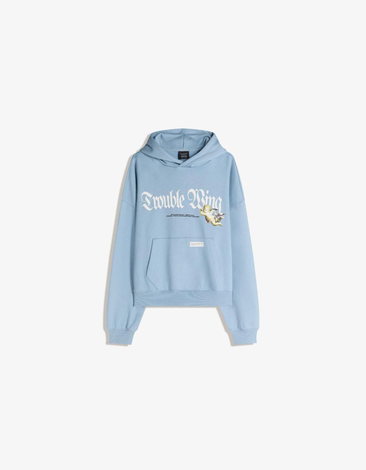 버쉬카 박시핏 프린트 후드 스웨트셔츠 6870/190 LIGHT BLUE - 상품 이미지