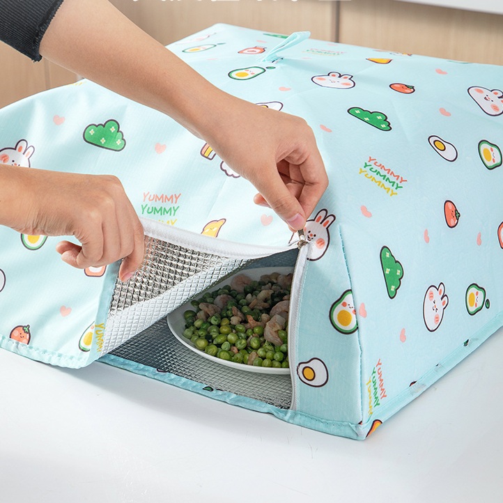 접이식 음식 커버 덮개형 야채 보관 보온 보냉 식탁 식사 준비 학생 아침밥 간식 소형 37cm - 상세 이미지 4