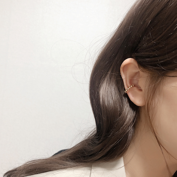 데일리 미니 골드볼 링 귀찌 이어커프 귀안뚫는귀걸이 논피어싱 레이어드 - 상품 이미지
