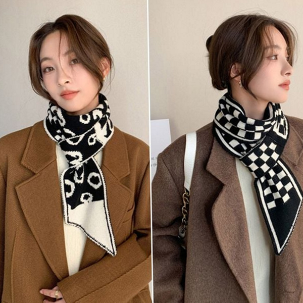 클래식 니트 머플러 레오파드 여성 머플러 지브라 목도리 가을 겨울 - 상품 이미지