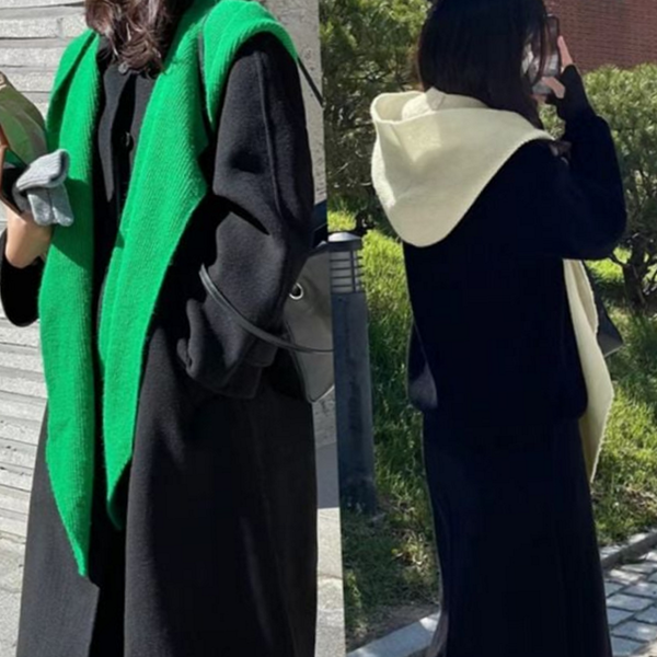 부드러운 니트 후드 머플러 여성 모자 일체형 목도리 따뜻한 겨울 - 상품 이미지