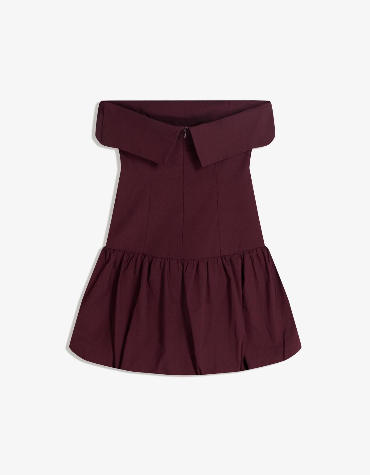 버쉬카 버건디 오프숄더 벌룬 미니 원피스 1188/777 MAROON - 상세 이미지 3
