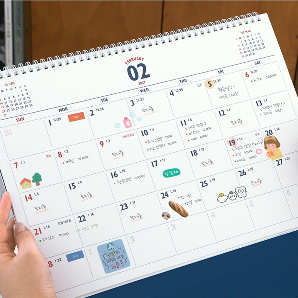 B4 2년 달력 26년 27년 대형 탁상달력 2026년 2027년 데스크 캘린더 - 상세 이미지 5