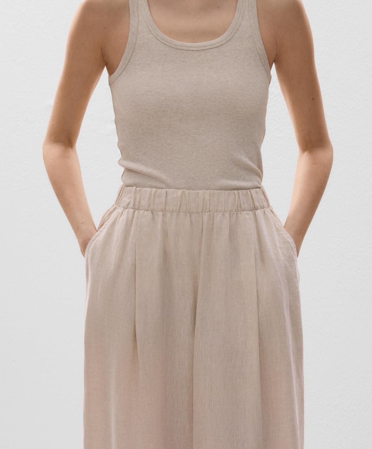 오이쇼 린넨 와이드핏 밴딩 팬츠 0334/047 SANDMELANGE - 상세 이미지 3