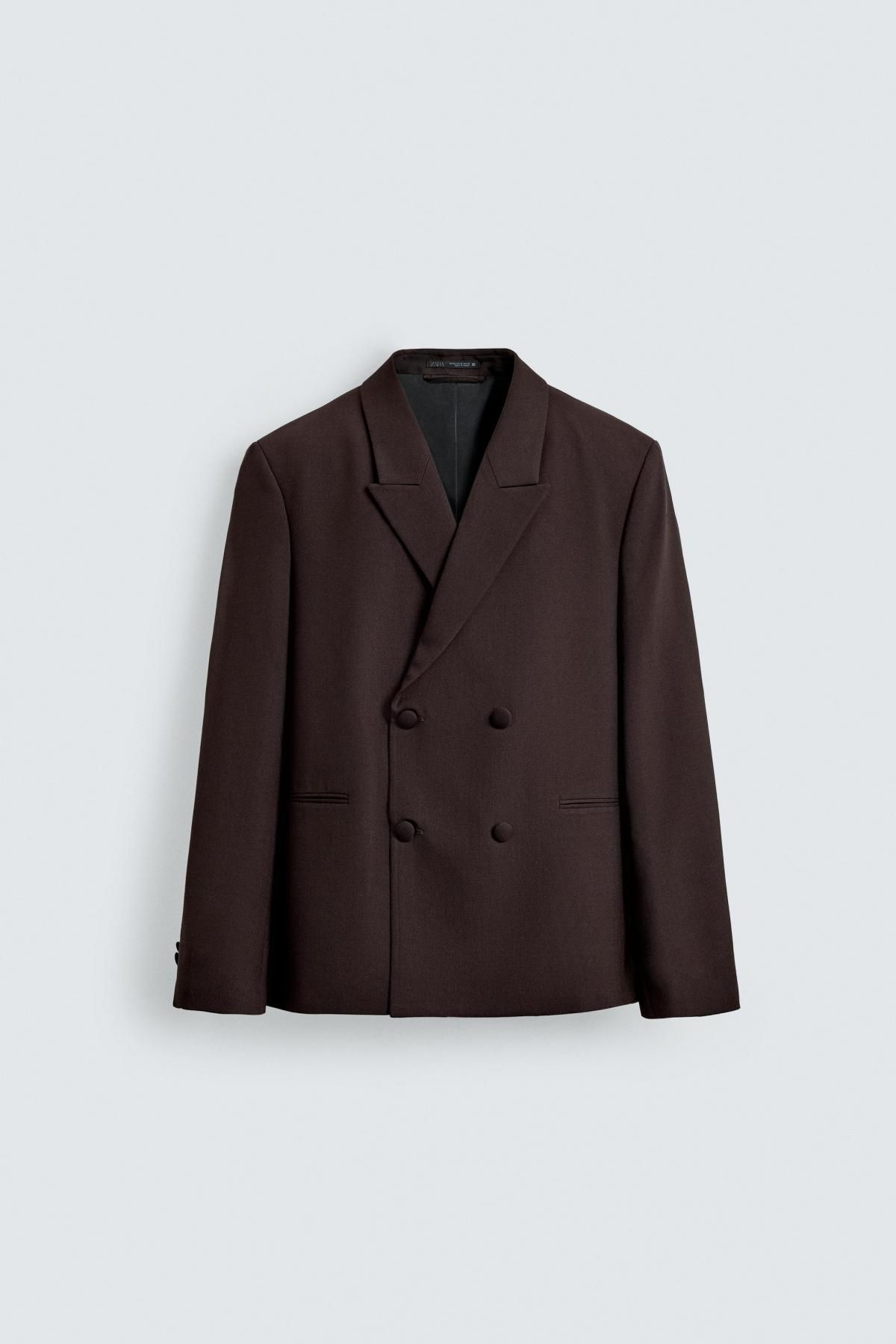 자라 울블렌드 더블브레스트 테일러드 블레이저 0706/978 DARK BROWN - 메인 이미지