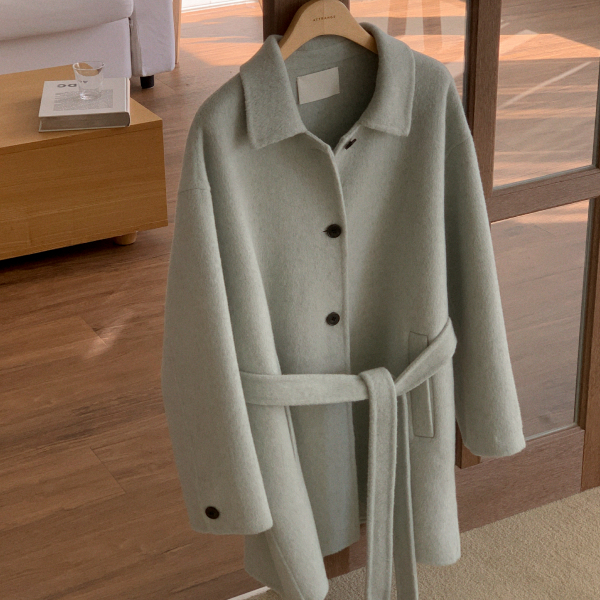 [울함유] 울 싱글 핸드메이드 하프 코트 ct1671