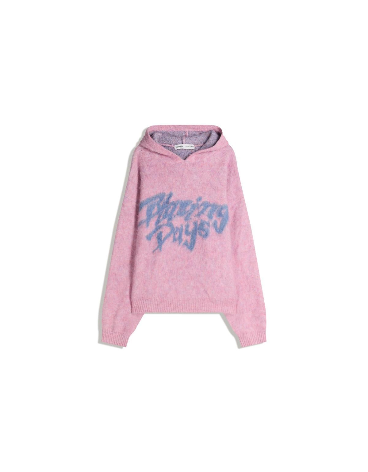 버쉬카 브러쉬드 이펙트 프린트 후드 니트 스웨터 7345/686 PINK - 상세 이미지 2