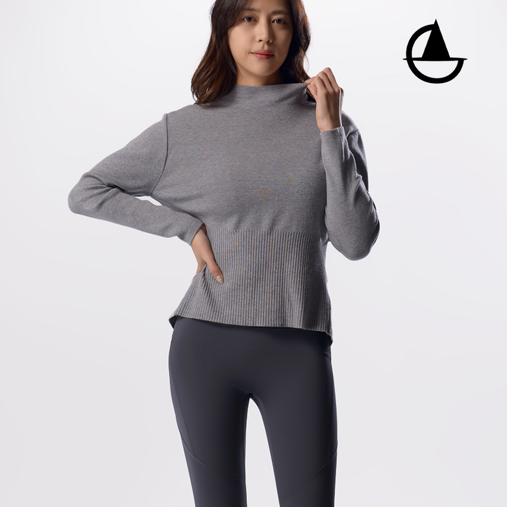 그리니치 요가복 상의 울혼방 투웨이 니트 커버업 롱티셔츠 필라테스 - 상세 이미지 3