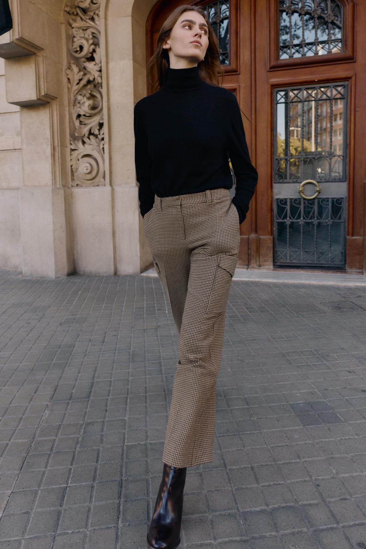 자라 하운즈투스 하이웨이스트 카고 와이드 팬츠 9303/157 BLACK / BROWN - 상세 이미지 2