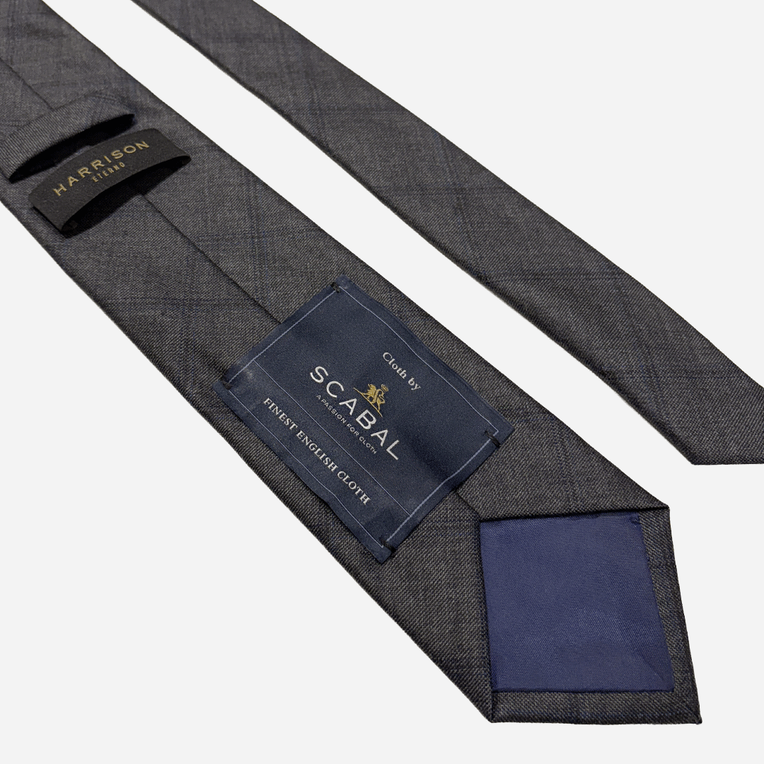 [해리슨테일러] 영국 SCABAL 스카발 핸드메이드 제작 넥타이 (charcoal windowpane check-blue stitch) - 상세 이미지 3