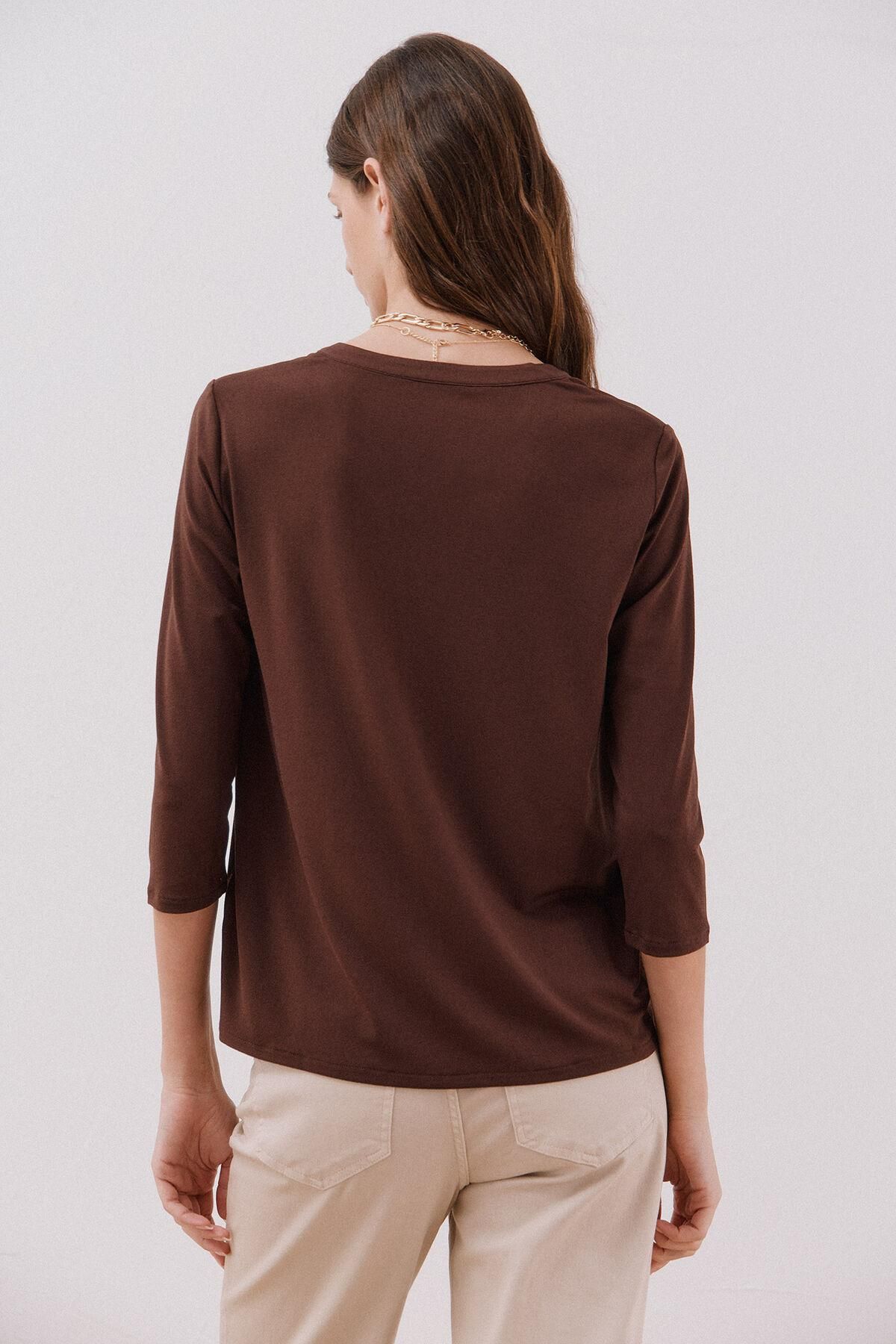 꼬르떼피엘 베이직 테크니컬 마오넥 긴팔 티셔츠 6322479 MARRON OSCURO - 상세 이미지 4
