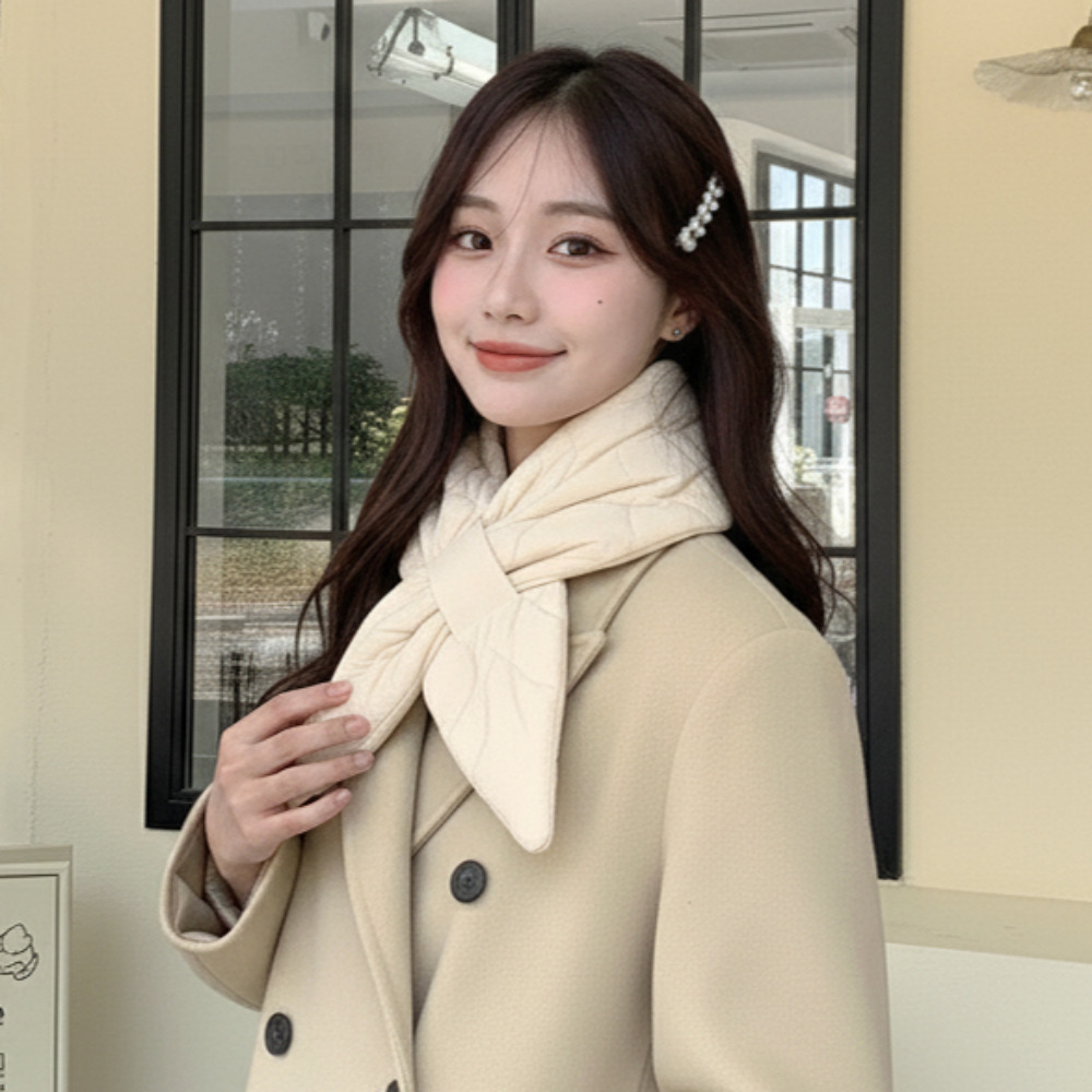 패딩 목도리 여자 숏 짧은 얇은 슬림 발열 온열 끼우는 학생 - 상세 이미지 5