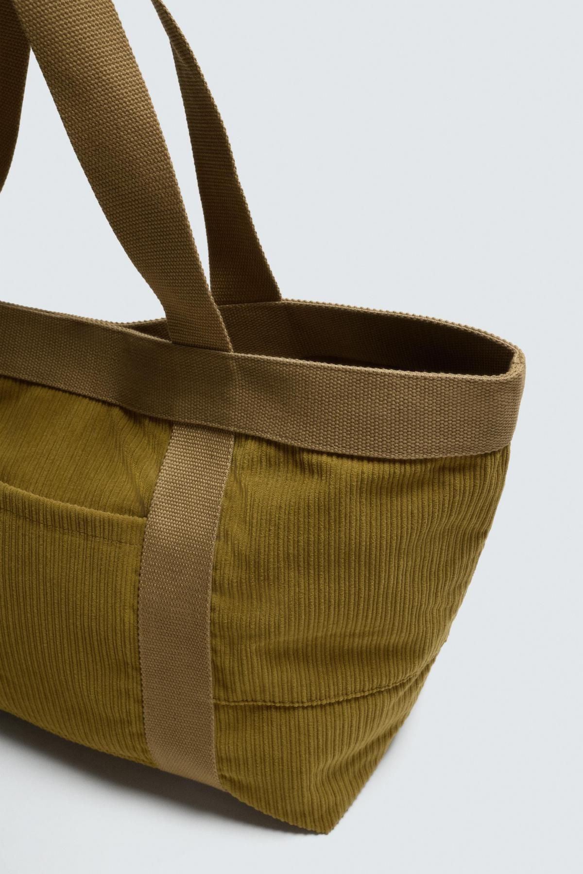 자라 테크니컬 코듀로이 이펙트 베이직 토트백 3315/720 KHAKI GREEN - 상세 이미지 3