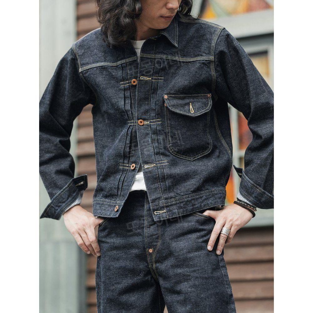 브론슨 논스탁 NON STOCK 36101J 14.5oz 데님 재킷 1936 프리슈락 프라이머리 레드 이어 해군 S - 상품 이미지