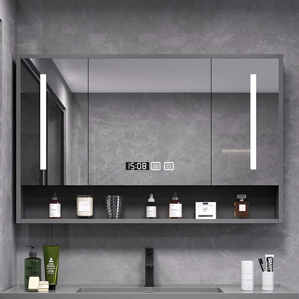 화장실 거울 수납장 수건함 선반 라이트 상부장 무드 90cm 문라이트 - 상세 이미지 5
