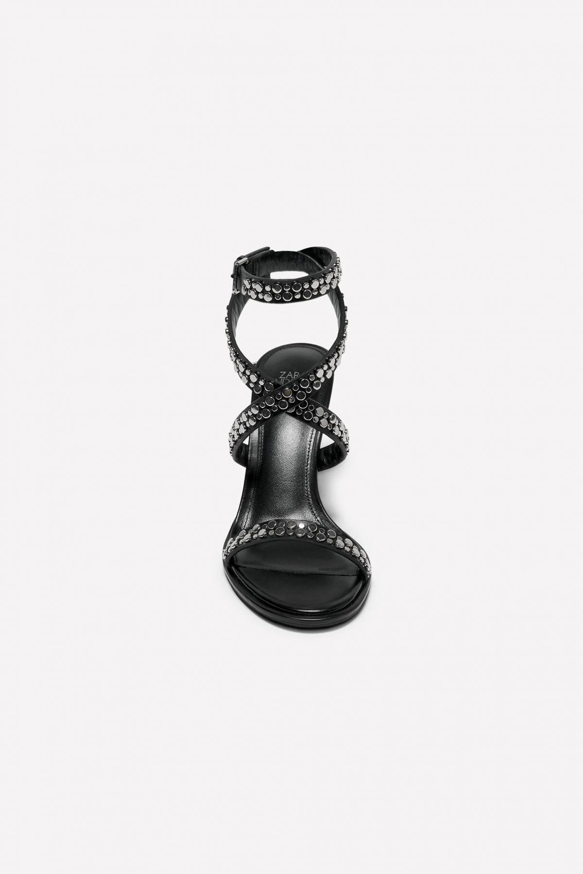 자라 스터드 스트랩 레더 힐 샌들 X 루도빅 드 생 세르냉 1363/610 BLACK - 상세 이미지 4