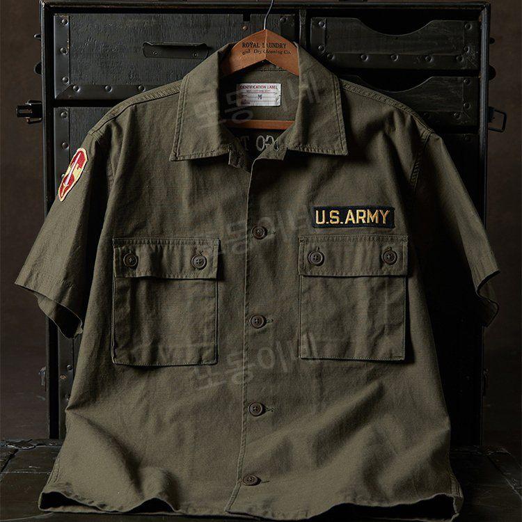 브론슨 논스탁 NON STOCK OG-107 반팔 셔츠 베트남 전쟁 MAVC ARVN 녹색 육군 녹색 S - 상세 이미지 2