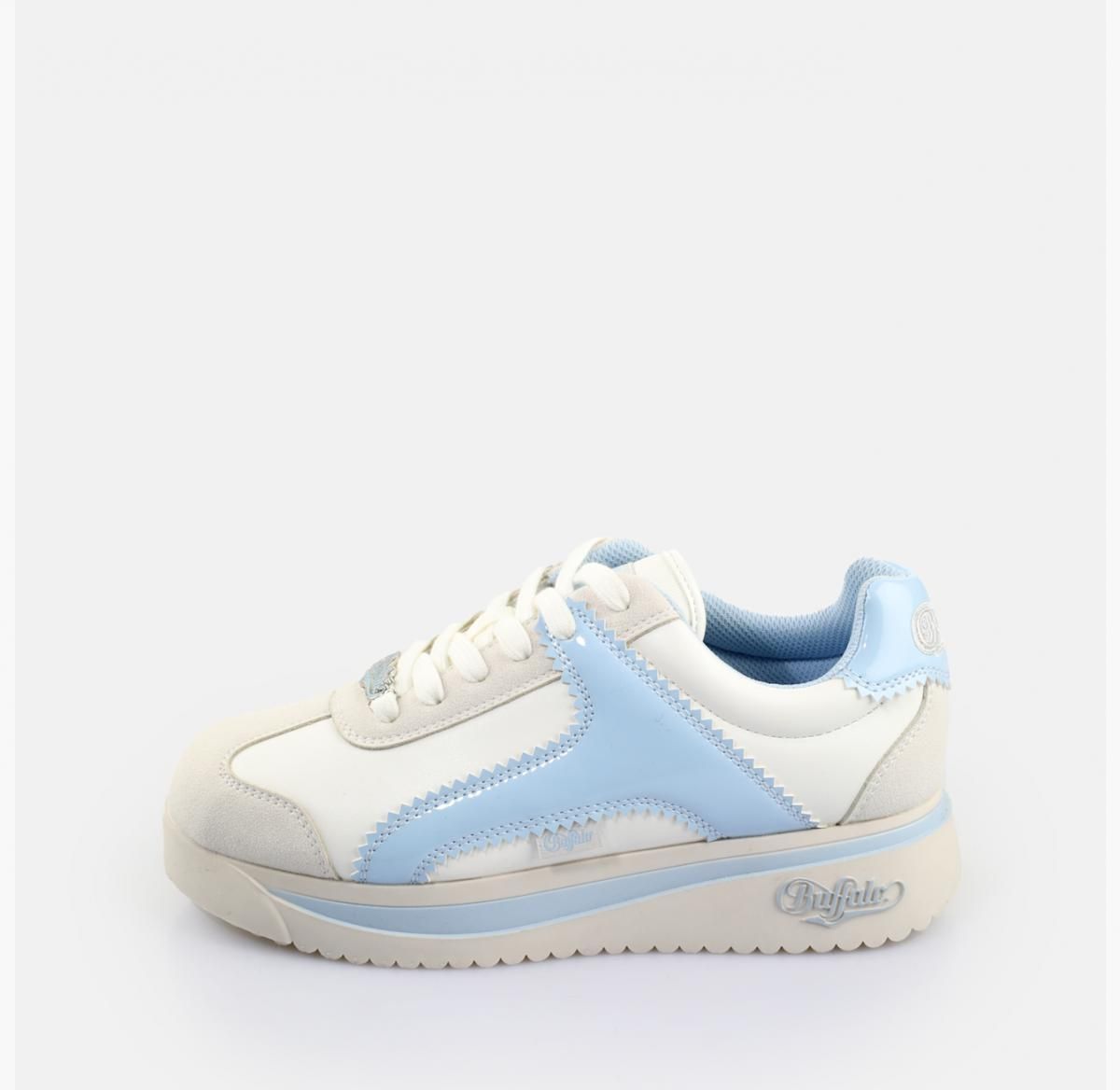 버팔로 플랫폼 로우탑 스니커즈 크림 블루 베이직 02425074 WEISS/BLAU/BEIGE - 상품 이미지