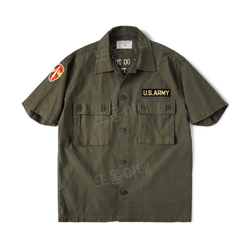 브론슨 논스탁 NON STOCK OG-107 반팔 셔츠 베트남 전쟁 MAVC ARVN 녹색 육군 녹색 S - 상품 이미지