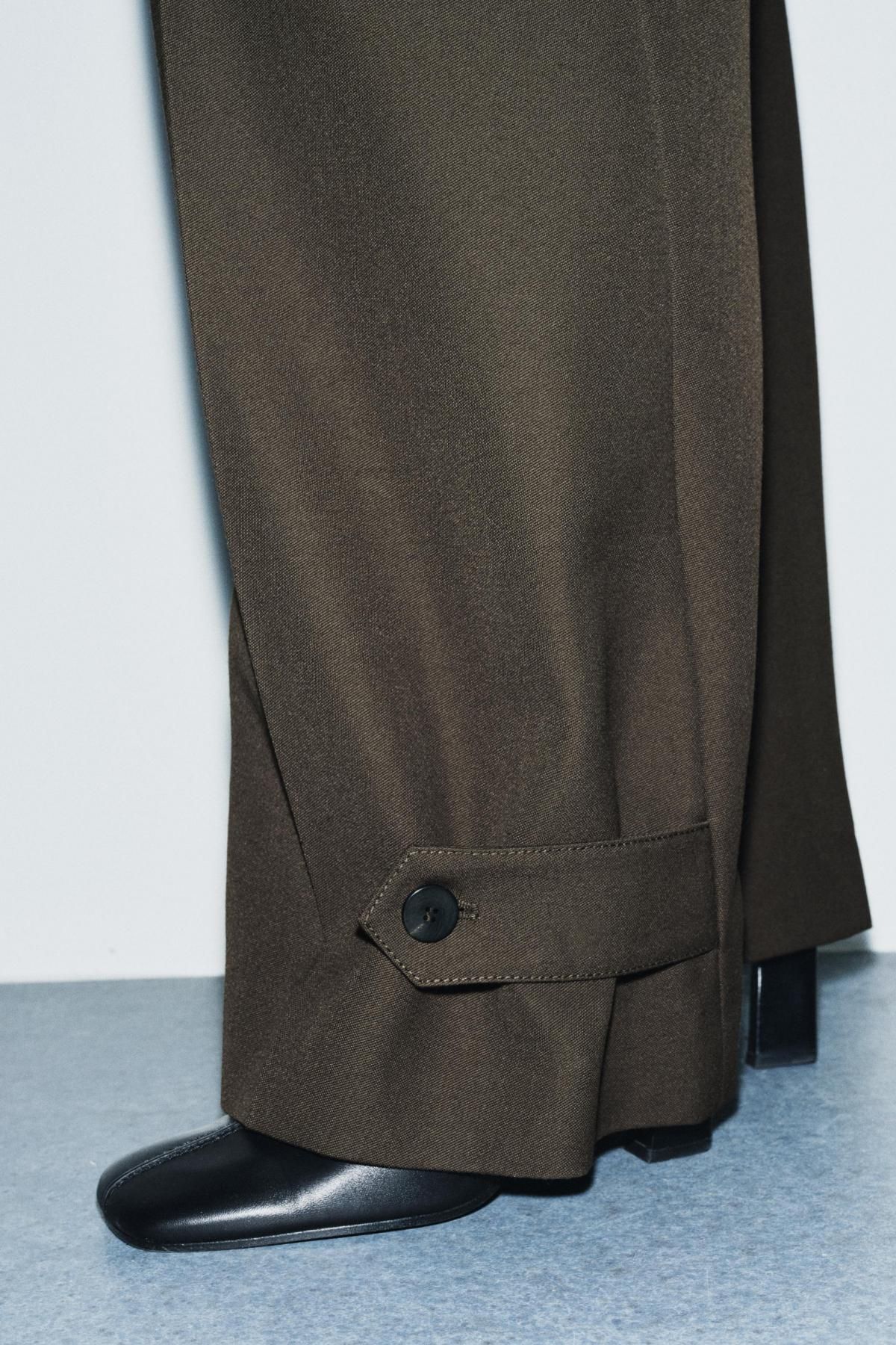 자라 와이드 카고 팬츠 메탈 지퍼포켓 9707/062 DARK KHAKI - 상세 이미지 4