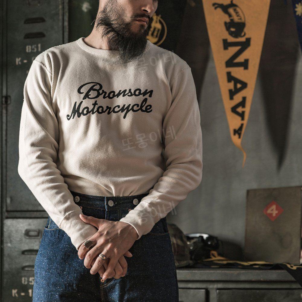 브론슨 BRONSON 긴팔 티셔츠 남성용 와플 바텀  면 보온 속옷 - 상세 이미지 4