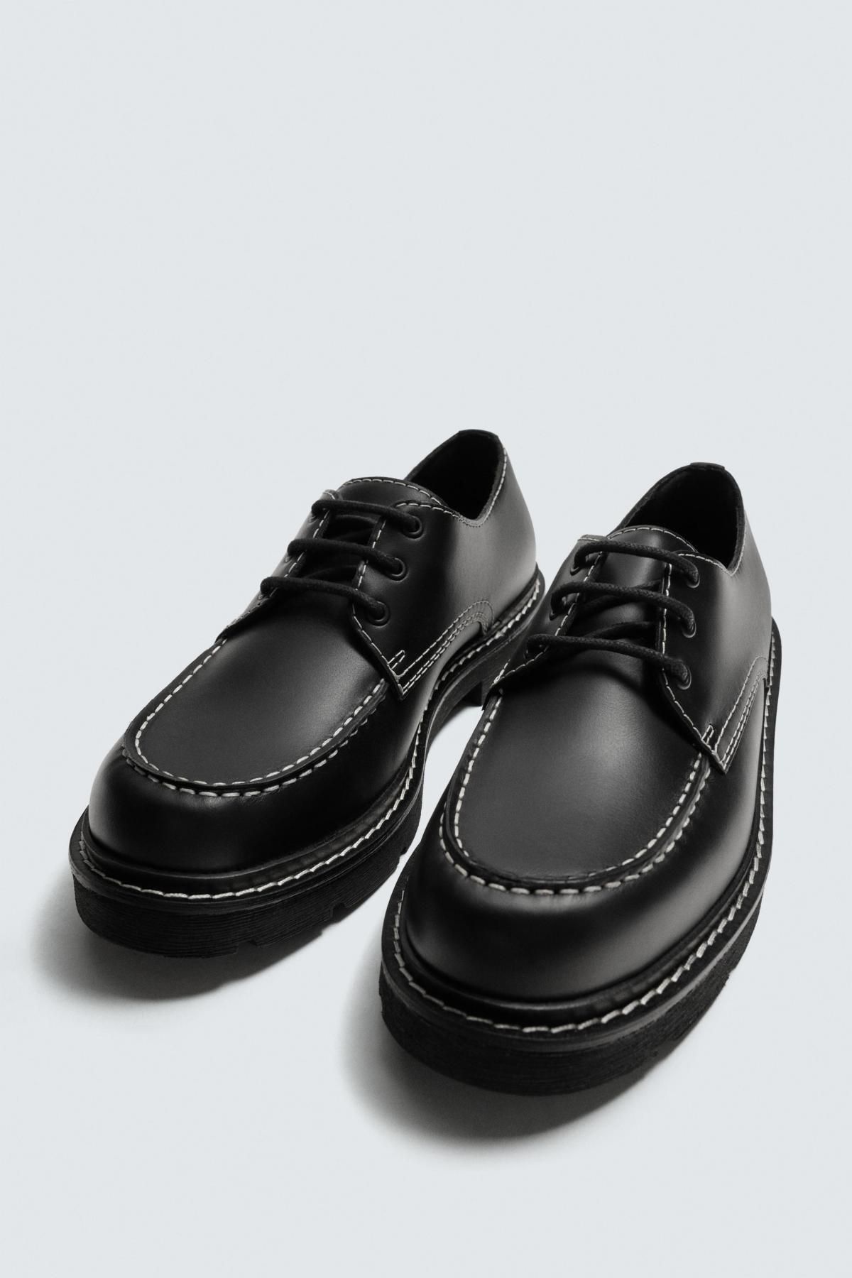 자라 테크니컬 스티치 레더 더비화 2452/720 BLACK - 상세 이미지 2