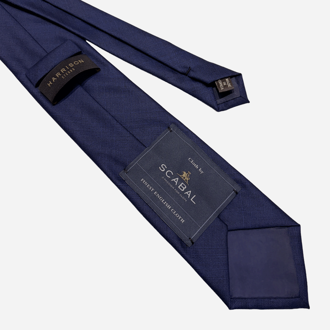 [해리슨테일러] 영국 SCABAL 스카발 핸드메이드 제작 넥타이 (blue navy hidden windowpane check) - 상세 이미지 3