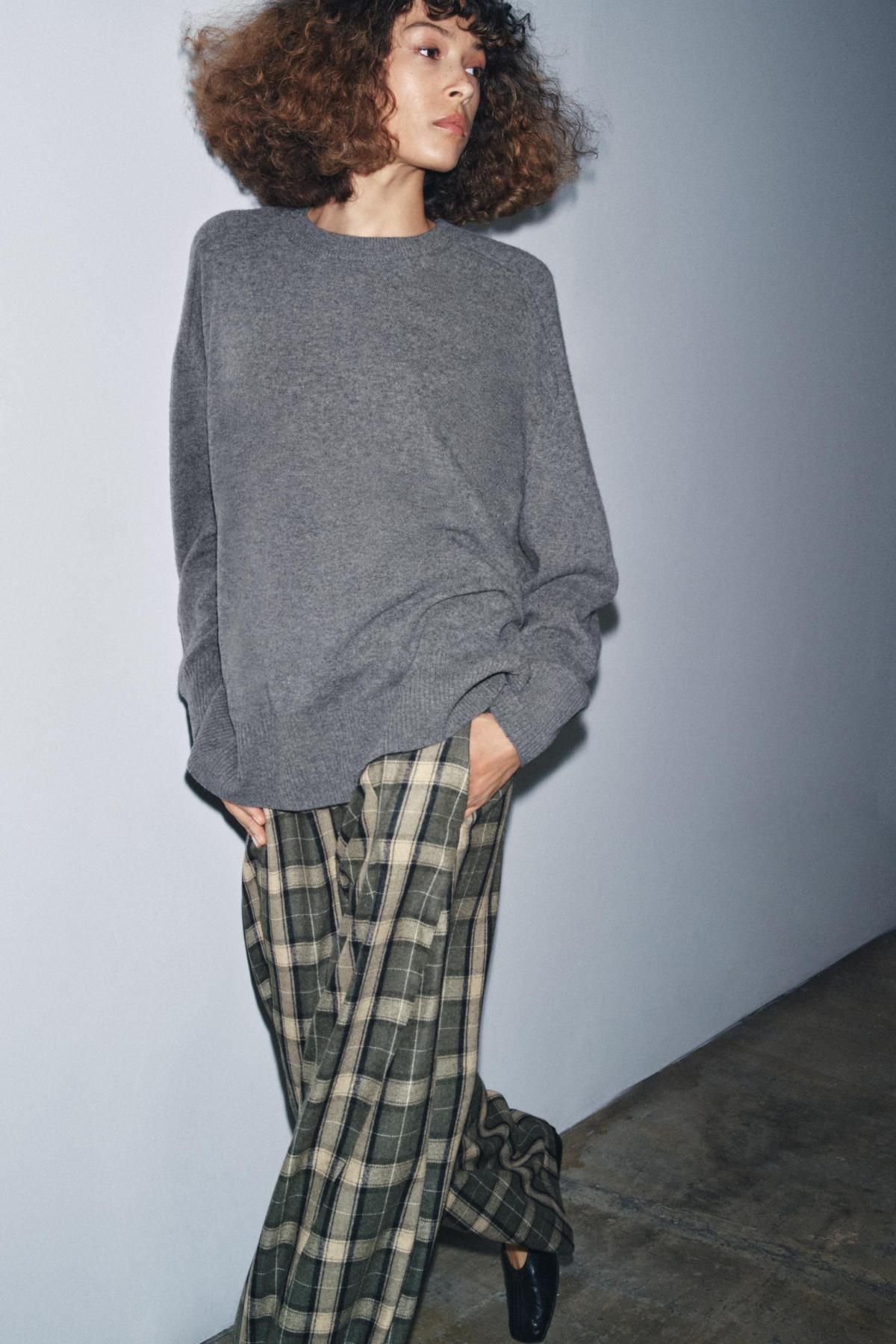 자라 오버사이즈 울 라운드넥 니트 스웨터 3644/101 GREY - 상세 이미지 5